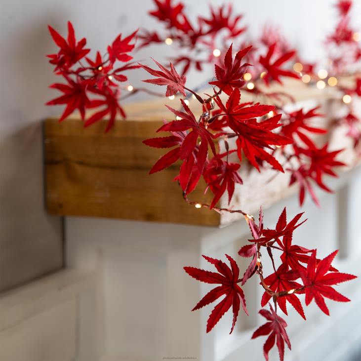 Houseware Plow & Hearth Indoor/Outdoor Lighted Japanese Maple Leaf Garland with 70 Lights NFLB1546