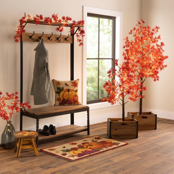 Houseware Plow & Hearth Indoor/Outdoor Lighted Japanese Maple Leaf Garland with 70 Lights NFLB1546