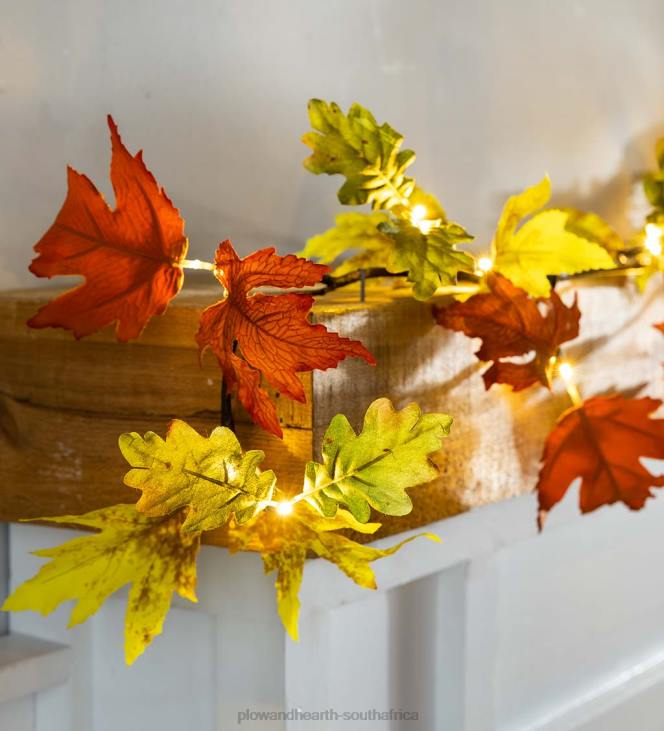 Houseware Plow & Hearth Indoor/Outdoor Lighted Mixed Oak Leaf Garland NFLB1581