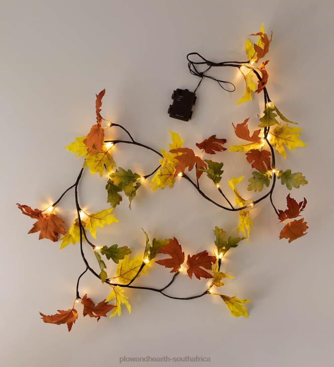 Houseware Plow & Hearth Indoor/Outdoor Lighted Mixed Oak Leaf Garland NFLB1581
