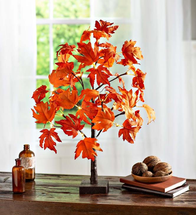 Houseware Plow & Hearth Indoor/Outdoor Lighted Tabletop Red Maple Tree with 20 Lights NFLB1569