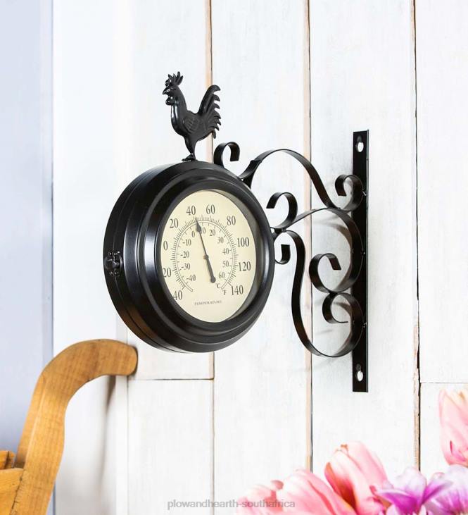 Houseware Plow & Hearth Outdoor Rooster Clock and Thermometer NFLB1527