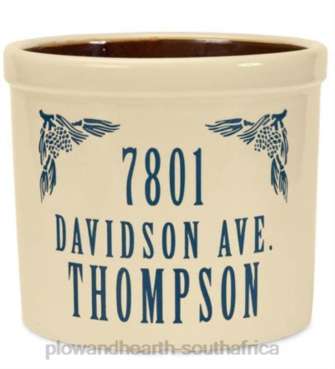 Houseware Plow & Hearth Personalized Crock With Name And Address - Blue Pine Cone NFLB1509