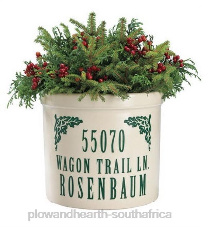 Houseware Plow & Hearth Personalized Crock With Name And Address - Blue Pine Cone NFLB1509