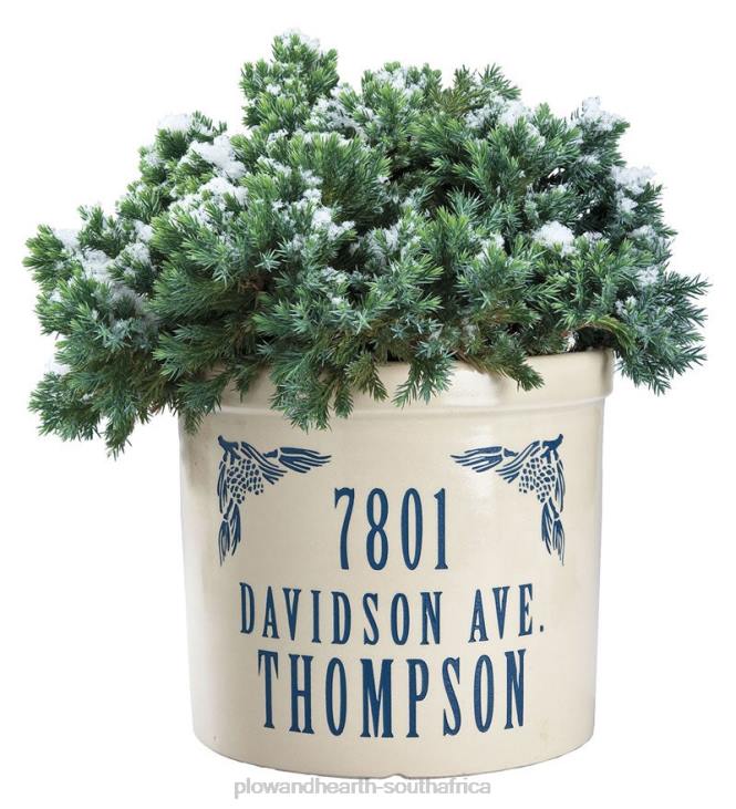 Houseware Plow & Hearth Personalized Crock With Name And Address - Blue Pine Cone NFLB1509