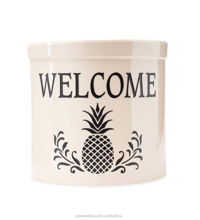 Houseware Plow & Hearth Pineapple Welcome Stoneware Crock - Black NFLB1566