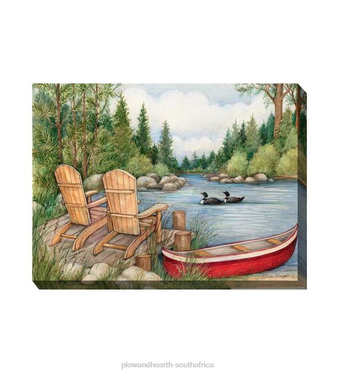 Houseware Plow & Hearth Red Canoe Indoor/Outdoor Canvas Wall Art NFLB1547