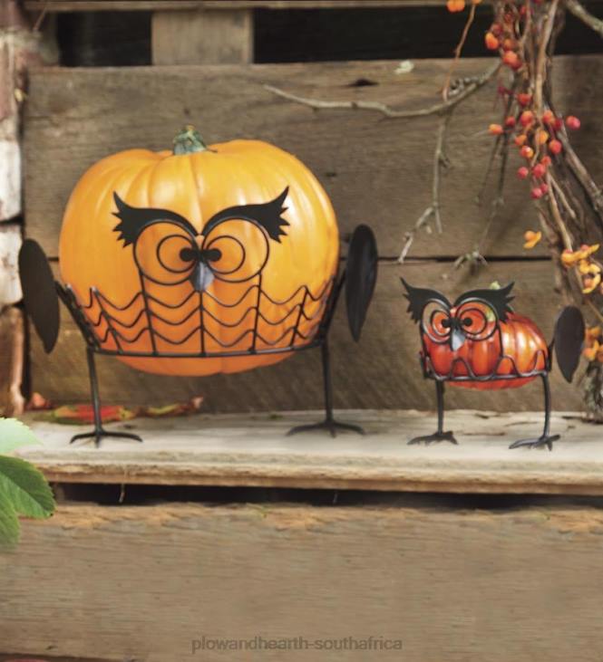 Houseware Plow & Hearth Set Of 2 Owl Pumpkin Holders NFLB1497