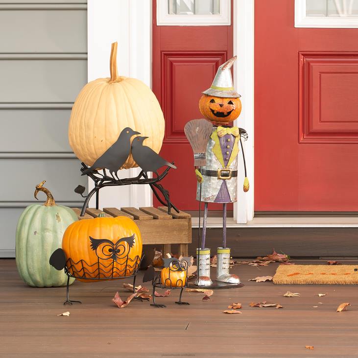 Houseware Plow & Hearth Set Of 2 Owl Pumpkin Holders NFLB1497