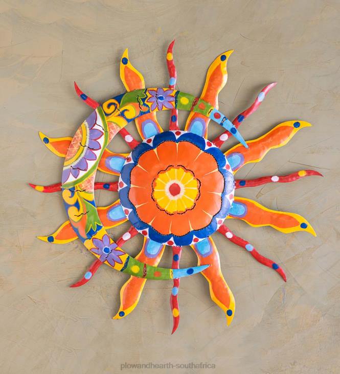 Houseware Plow & Hearth Talavera Sun and Moon Painted Metal Wall Art NFLB1500