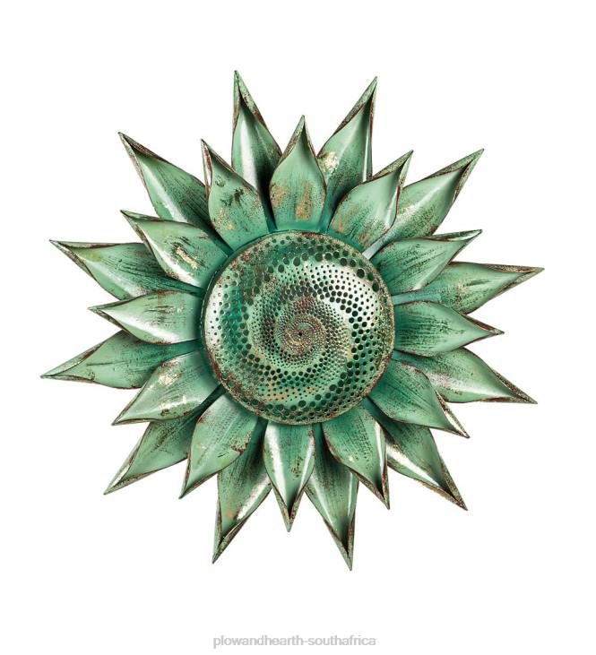 Houseware Plow & Hearth Teal Succulent Distressed Metal Wall Art NFLB1502