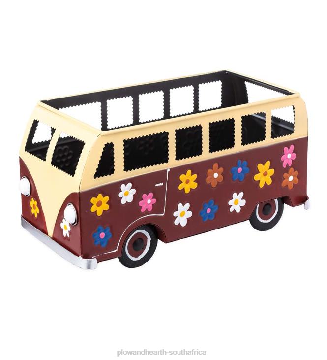 Houseware Plow & Hearth Vintage Style Flower Power Miniature Bus Garden Planter - Red NFLB1542