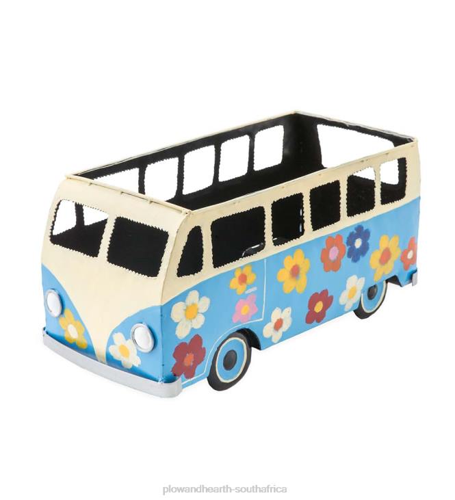 Houseware Plow & Hearth Vintage Style Flower Power Miniature Bus Garden Planter - Red NFLB1542