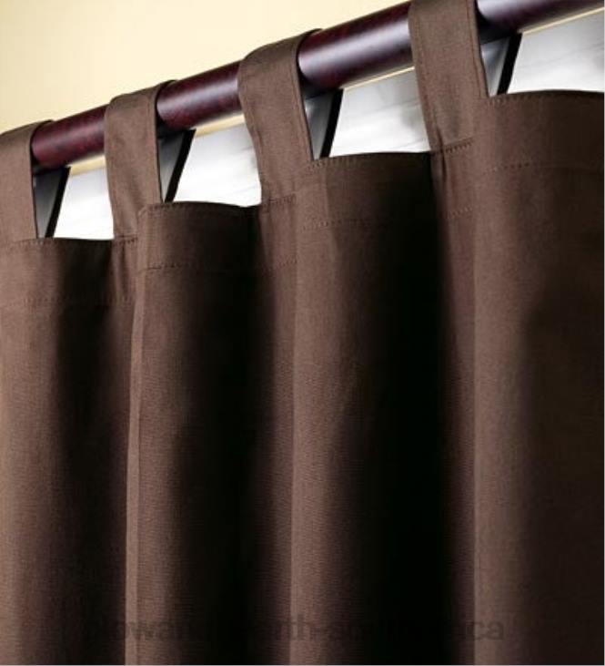 Houseware Plow & Hearth 54 L Thermalogic Energy Efficient Insulated Solid Tab-Top Curtain Pair - Chocolate NFLB3156