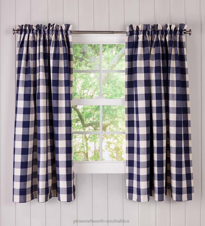 Houseware Plow & Hearth Buffalo Check Rod-Pocket Cotton Curtains, 54 L Pair - Black NFLB3171