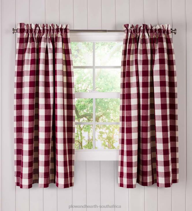Houseware Plow & Hearth Buffalo Check Rod-Pocket Cotton Curtains, 54 L Pair - Black NFLB3171