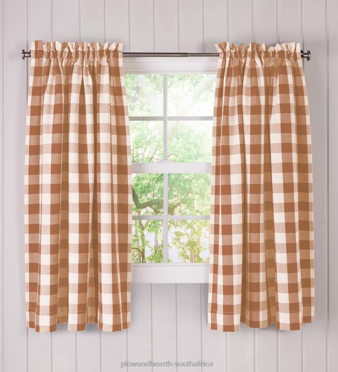 Houseware Plow & Hearth Buffalo Check Rod-Pocket Cotton Curtains, 54 L Pair - Black NFLB3171