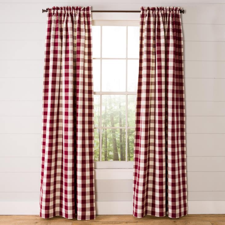 Houseware Plow & Hearth Buffalo Check Rod-Pocket Cotton Curtains, 96 L Pair - Navy NFLB3187