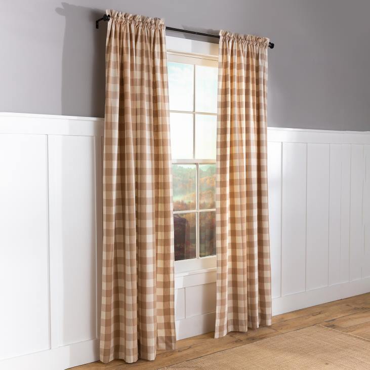 Houseware Plow & Hearth Buffalo Check Rod-Pocket Cotton Curtains, 96 L Pair - Navy NFLB3187