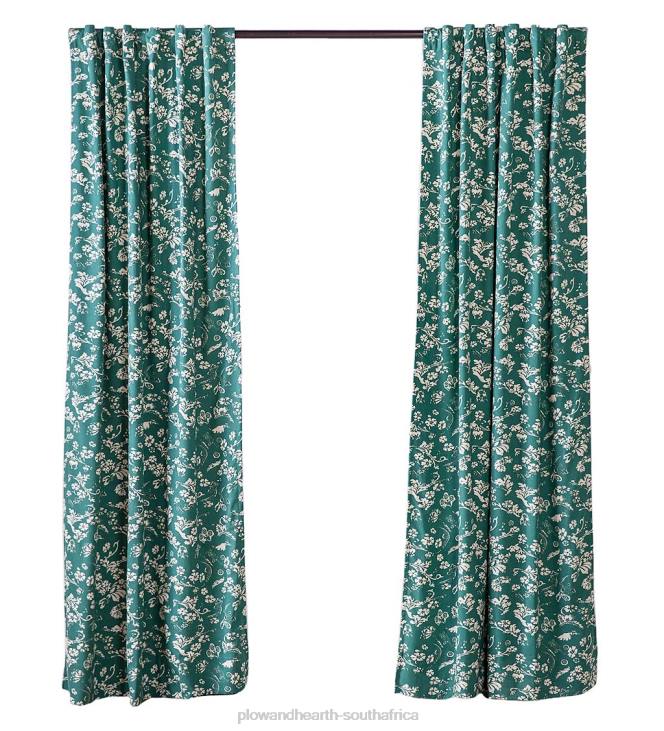 Houseware Plow & Hearth Floral Damask Rod-Pocket Homespun Insulated Curtain Panel, 42 W x 84 L - Evergreen NFLB3221