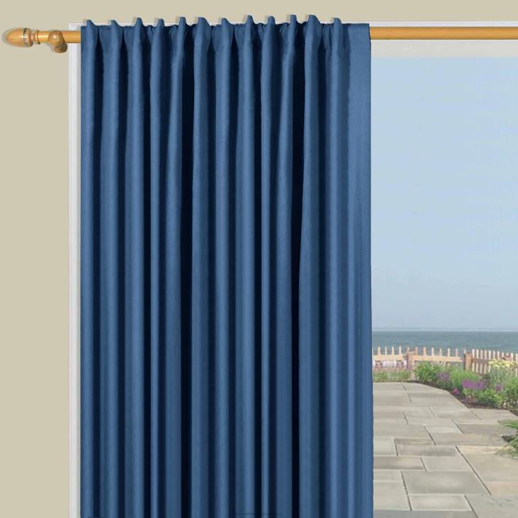 Houseware Plow & Hearth Homespun Double-Wide Rod Pocket Patio Panel with Wand, 84 L x 80 W - Denim Blue NFLB3191