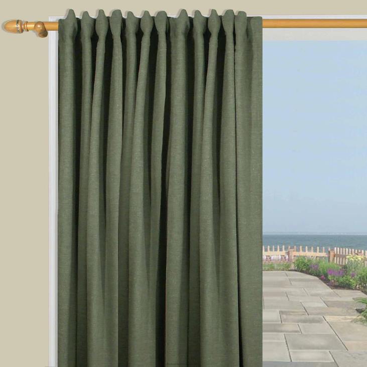 Houseware Plow & Hearth Homespun Double-Wide Rod Pocket Patio Panel with Wand, 84 L x 80 W - Denim Blue NFLB3191