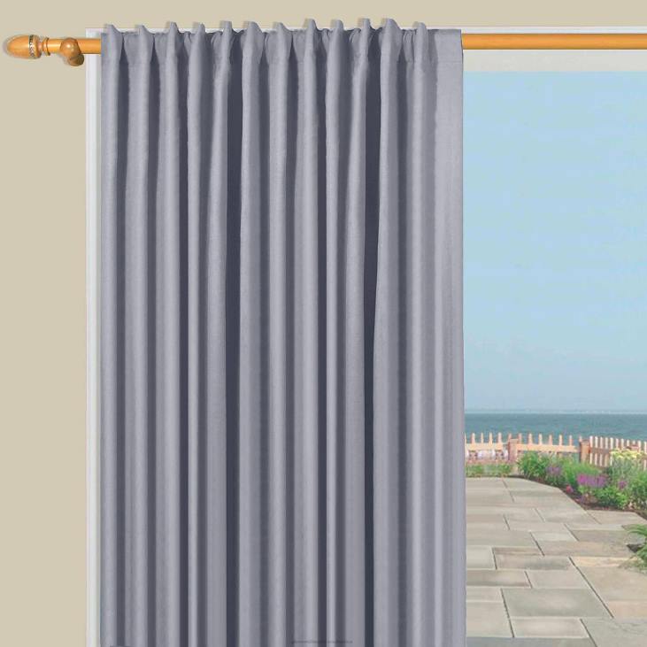 Houseware Plow & Hearth Homespun Double-Wide Rod Pocket Patio Panel with Wand, 84 L x 80 W - Denim Blue NFLB3191