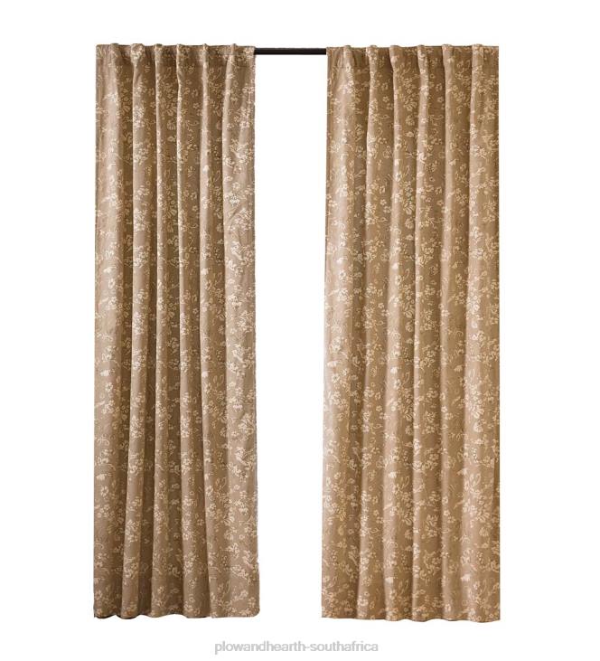 Houseware Plow & Hearth Insulated Floral Damask Short Panel with Rod Pocket, 42 W x 54 L - Harvest NFLB3124