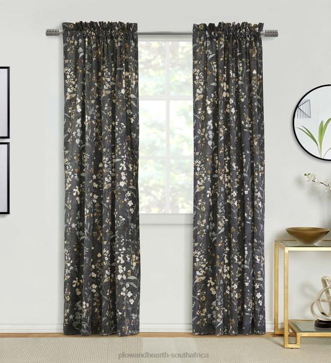 Houseware Plow & Hearth Rockport Floral Linen-Look Curtain Pairs With Tiebacks, 84 L - Linen NFLB3152