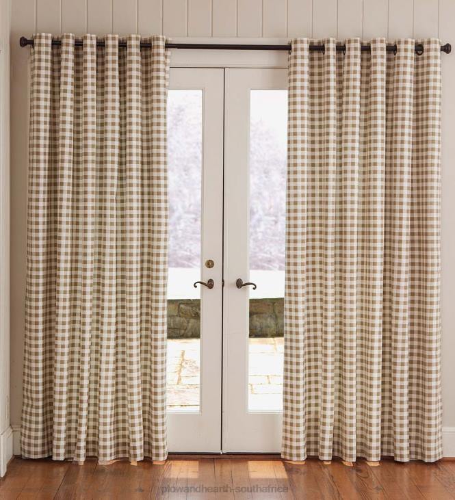 Houseware Plow & Hearth Thermalogic Check Grommet-Top Curtain Pair, 84 L - Wheat NFLB3195