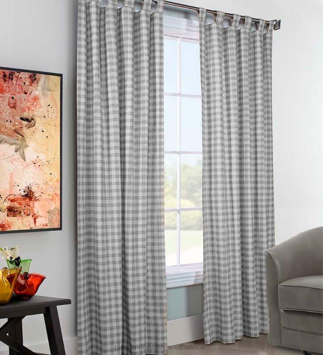 Houseware Plow & Hearth Thermalogic Check Tab-Top Double-Wide Curtain Pair, 84 L x 160 W - Black NFLB3134