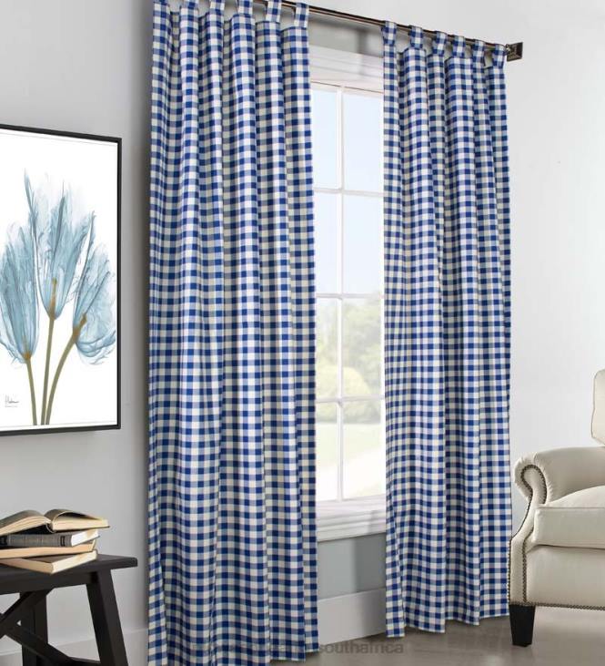 Houseware Plow & Hearth Thermalogic Check Tab-Top Double-Wide Curtain Pair, 84 L x 160 W - Black NFLB3134