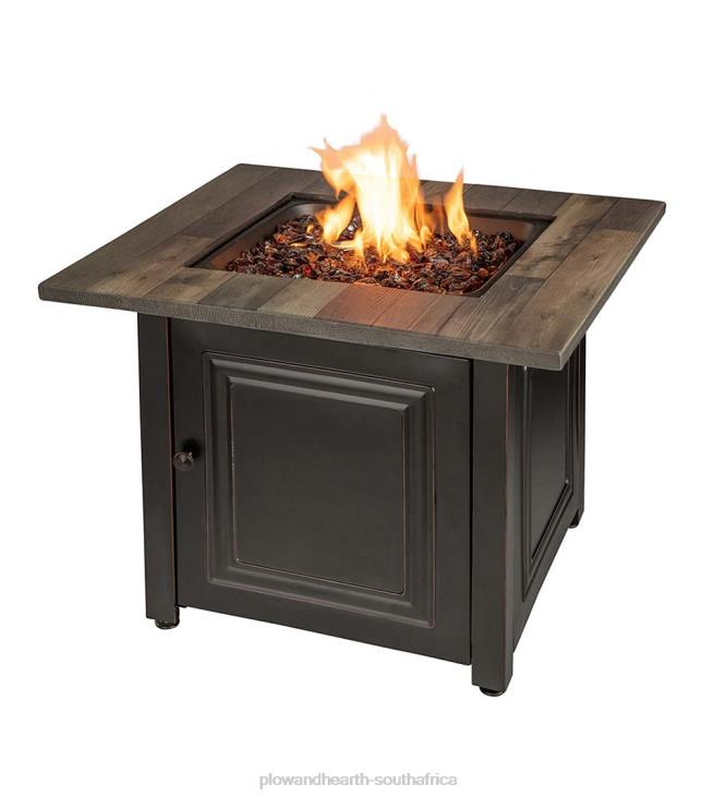 Houseware Plow & Hearth Aberdeen Outdoor LP Gas Fire Pit with Printed Resin Mantel, 30NFLB1633