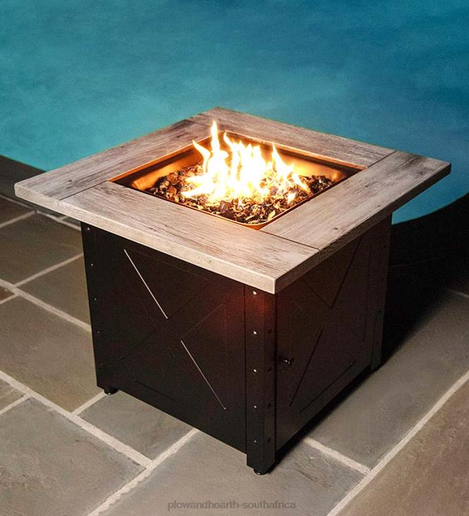 Houseware Plow & Hearth Barnesdale Outdoor LP Gas Fire Pit with Printed Resin Mantel, 30NFLB1619