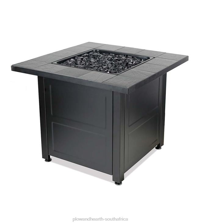 Houseware Plow & Hearth Brookdale Outdoor LP Gas Fire Pit with Stamped Tile Mantel, 30NFLB1617