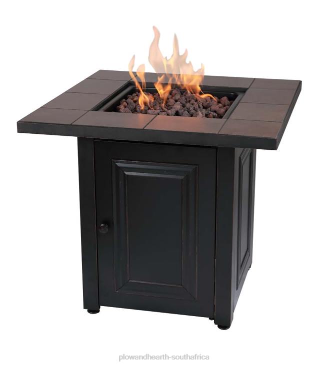 Houseware Plow & Hearth Halifax Propane Gas Fire Pit with Tabletop Insert and Lava Rocks NFLB1594