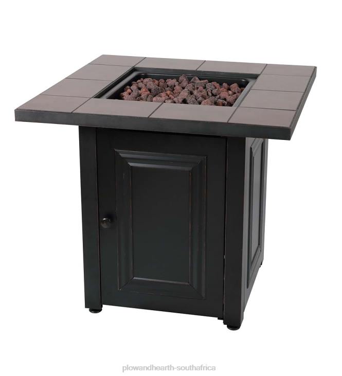 Houseware Plow & Hearth Halifax Propane Gas Fire Pit with Tabletop Insert and Lava Rocks NFLB1594
