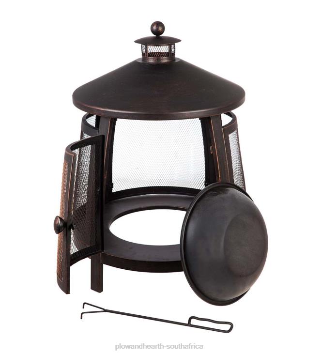 Houseware Plow & Hearth Tall Bronze Firepit with Chimney NFLB1603