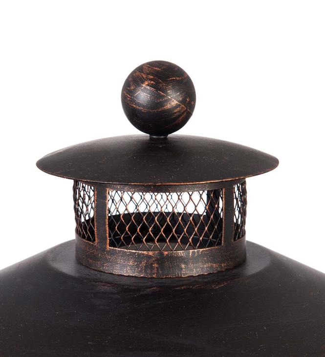 Houseware Plow & Hearth Tall Bronze Firepit with Chimney NFLB1603