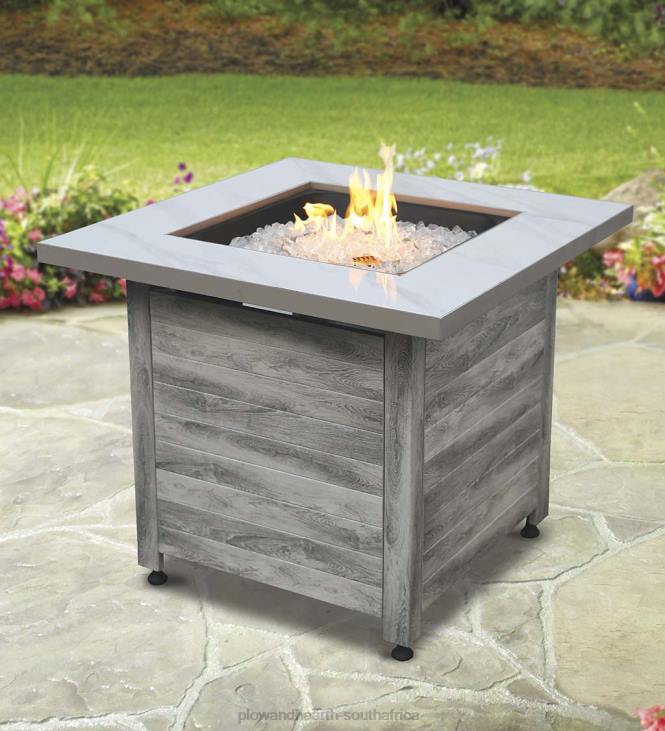 Houseware Plow & Hearth Tidewater Propane Gas Fire Pit with Tabletop Insert, Fire Glass and Cover NFLB1621