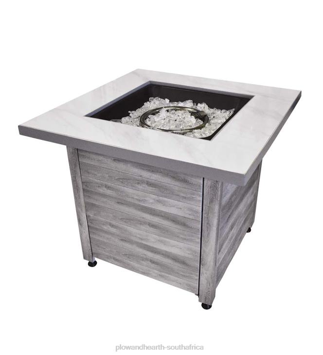 Houseware Plow & Hearth Tidewater Propane Gas Fire Pit with Tabletop Insert, Fire Glass and Cover NFLB1621