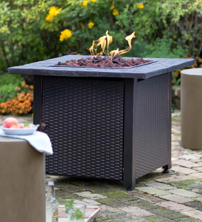 Houseware Plow & Hearth Wicker Propane Gas Fire Pit NFLB1622