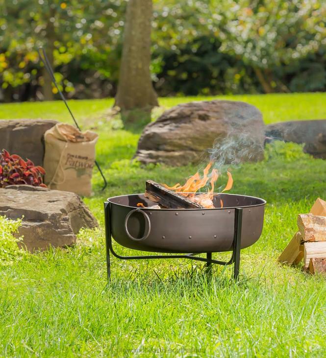 Houseware Plow & Hearth Wood-Burning Fire Pit Bowl with Iron Loop Handles NFLB1600
