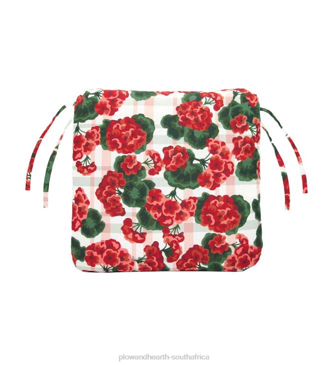 Houseware Plow & Hearth Classic Chair Cushion With Ties, 16sq. x 3- Country Geranium NFLB1192