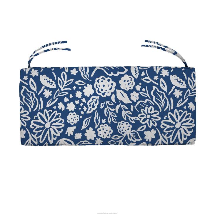 Houseware Plow & Hearth Classic Swing/Bench Cushion with Ties, 59x 16x 3- Blue Sky Hydrangea NFLB1200