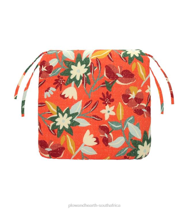 Houseware Plow & Hearth Polyester Classic Chair Cushion With Ties, 19 1/2x 19x 3- Floral Sketch Blush NFLB1194