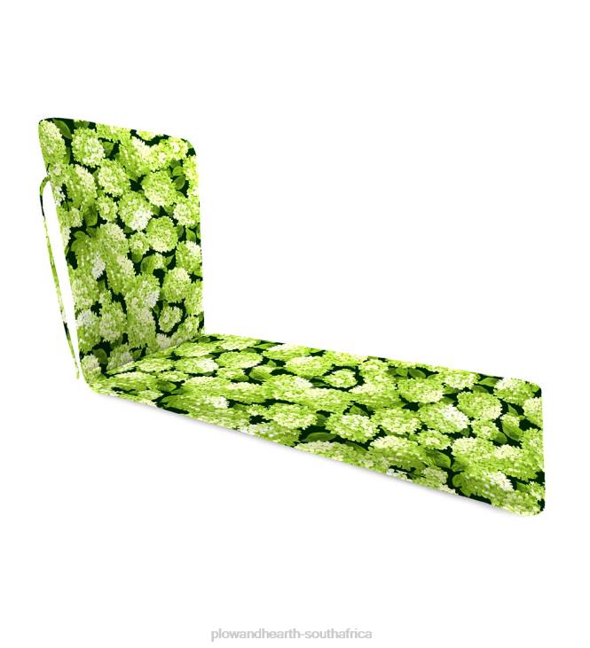 Houseware Plow & Hearth Polyester Classic Chaise Cushion With Ties, 76 x 23 x 3hinged 47 1/2from bottom - Forest Hydrangea NFLB3250