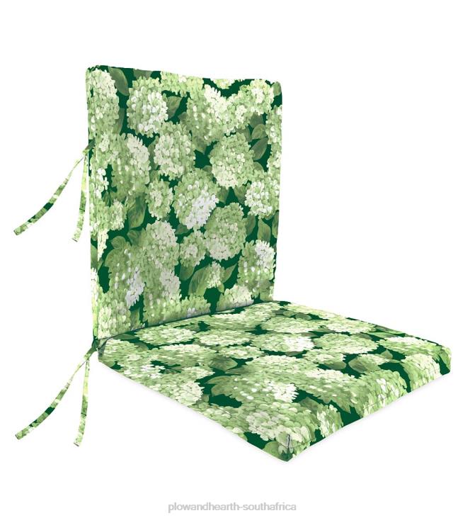 Houseware Plow & Hearth Polyester Classic Large Club Chair Cushion With Ties, 44x 22with hinge 22from bottom - Forest Hydrangea NFLB3248