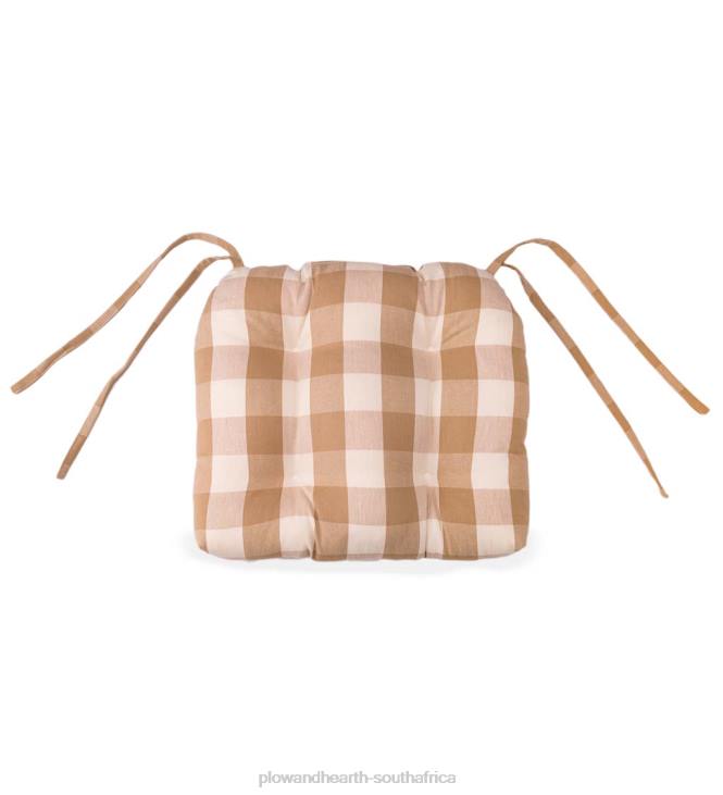 Houseware Plow & Hearth Reversible Buffalo Check Tufted Chair Pad with Ties - Burgundy NFLB2097