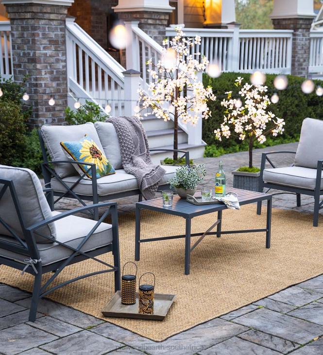 Houseware Plow & Hearth Arlington Cast Aluminum Outdoor Patio Seating with Cushions, 4-Piece Set NFLB1140